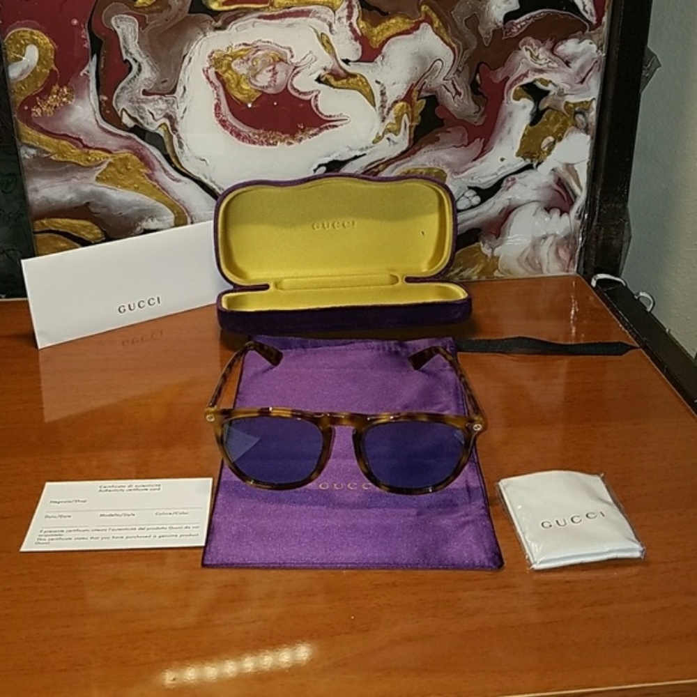 NWT Authentic Gucci Avana/Blue Sunglasses - Picture 1 of 6